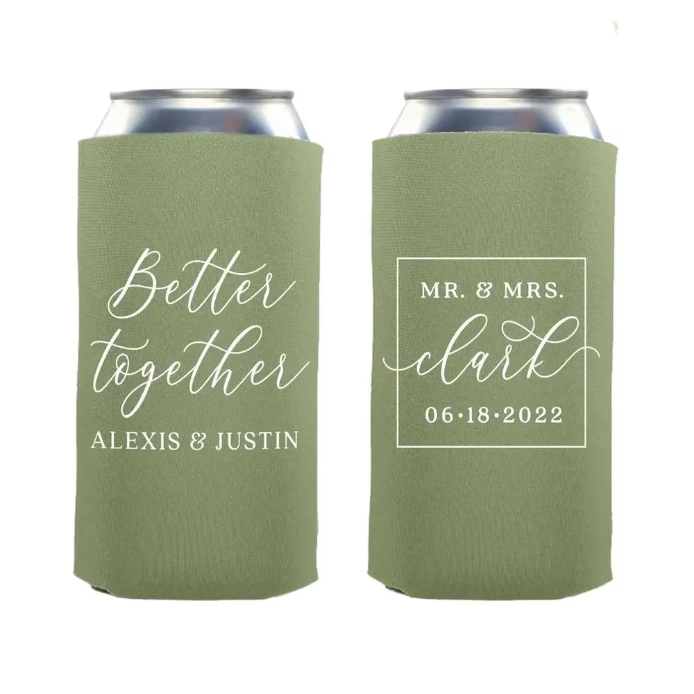 

Slim 12oz Wedding Can Cooler #186S - Better Together - Wedding Favors, Beverage Insulators, Skinny Can Holder, Wedding Favor, Be