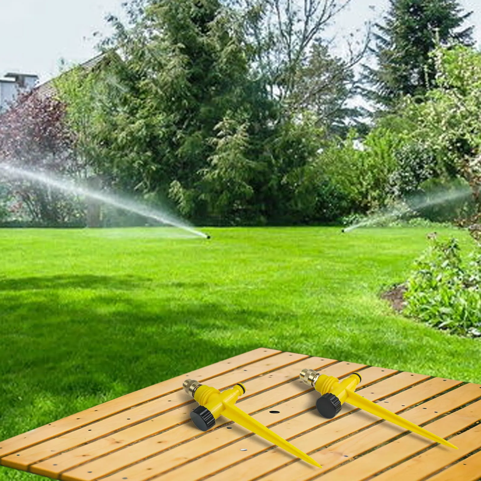 2pcs Automatic 360 Degree Metal Lawn Sprinkler Set Adjustable Brass Nozzle Garden Irrigation System For Yard Patio Grass Waterin