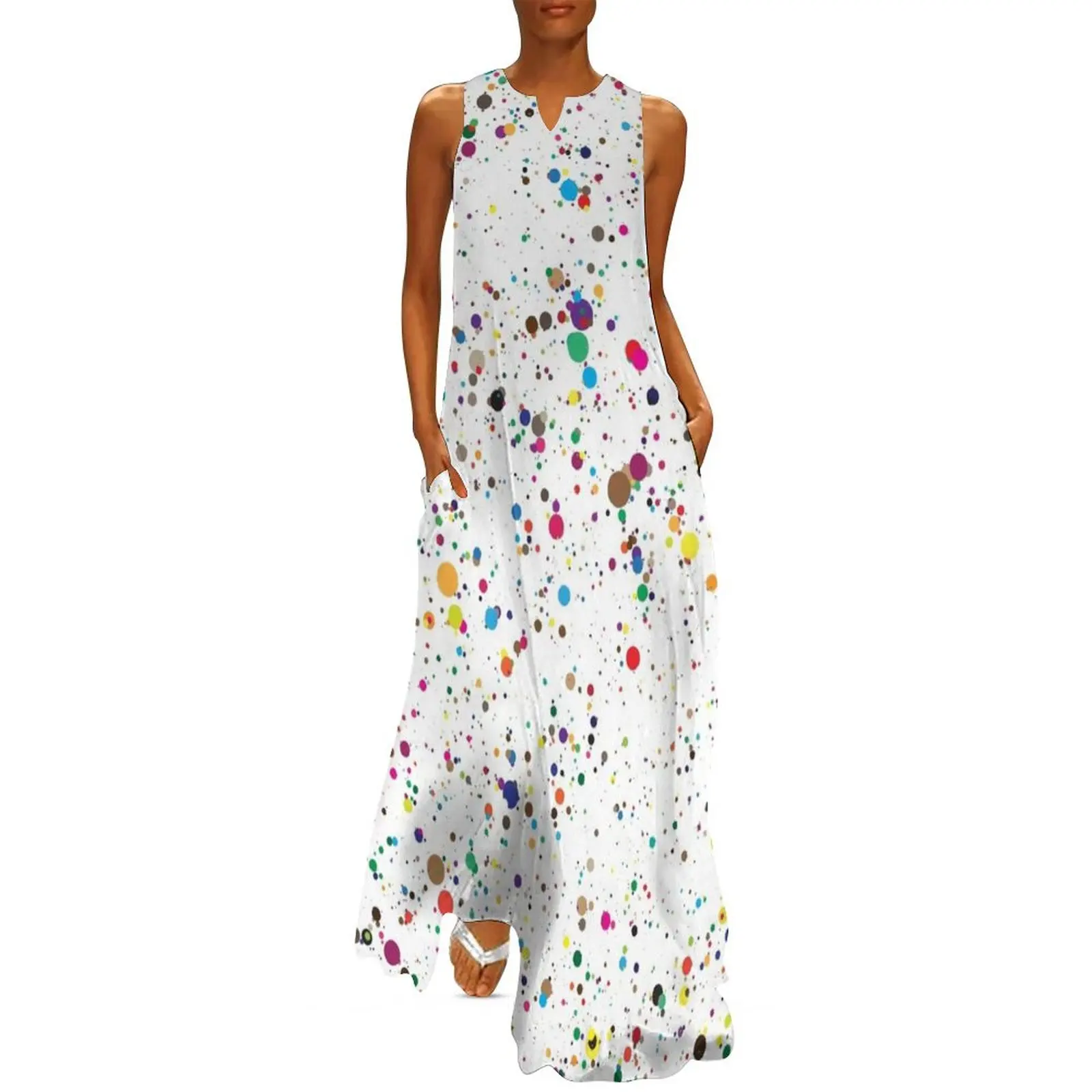 colorful paint splatter confetti Long Dress luxury dresses Women's evening dress birthday dress for women