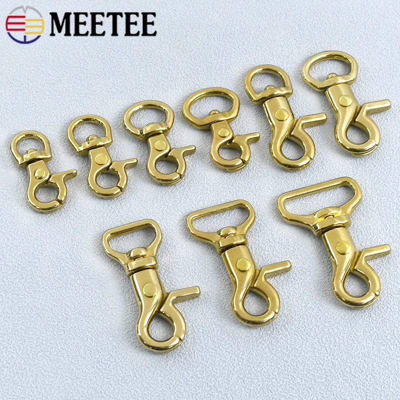 

Meetee 2/5Pcs 8-25mm Solid Brass Buckle Bag Lobster Clasp Swivel Trigger Clips Dog Snap Buckles Strap Clamp Hang Hook Accessory