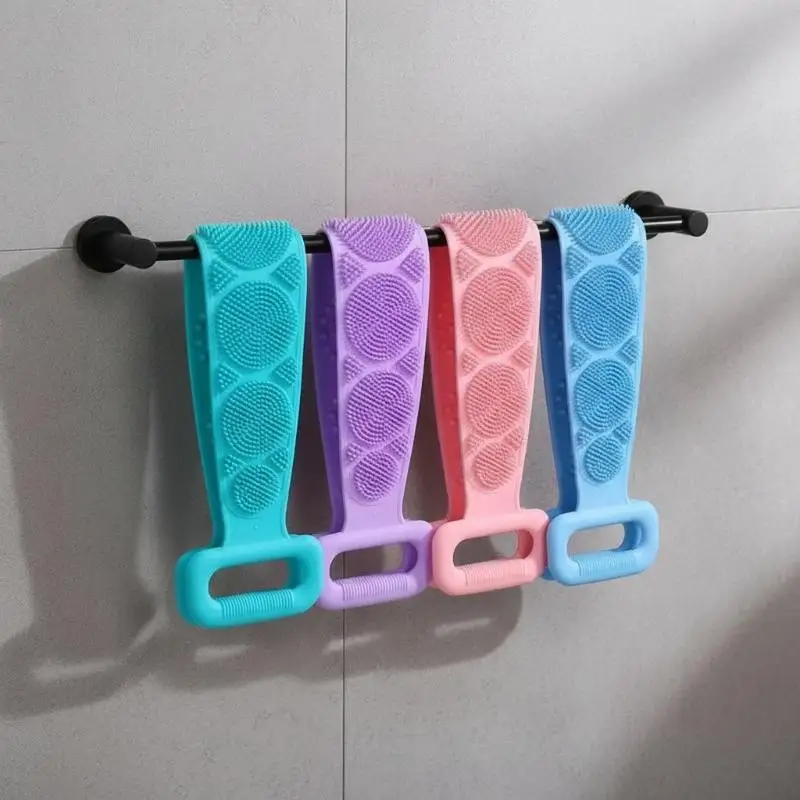 Silicone Exfoliating Body Scrubber Extended Back Massage Shower Belt Non-slip for Deep Skin Peeling Cleansing Home Bath Spa Use