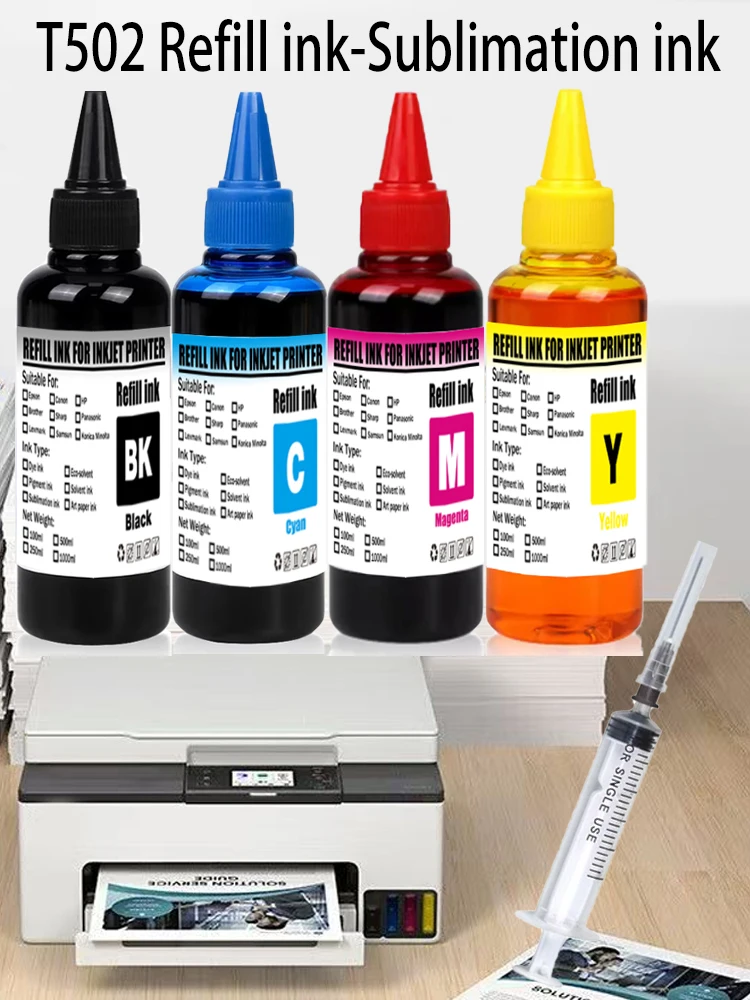 Sublimation Ink 100ML For T502 542 532 Epson EcoTank ET-2760 ET-3710 ET-3760 ET-4760 ET-5800 ET-5850 ET-5880 ET-16600 ET-16650