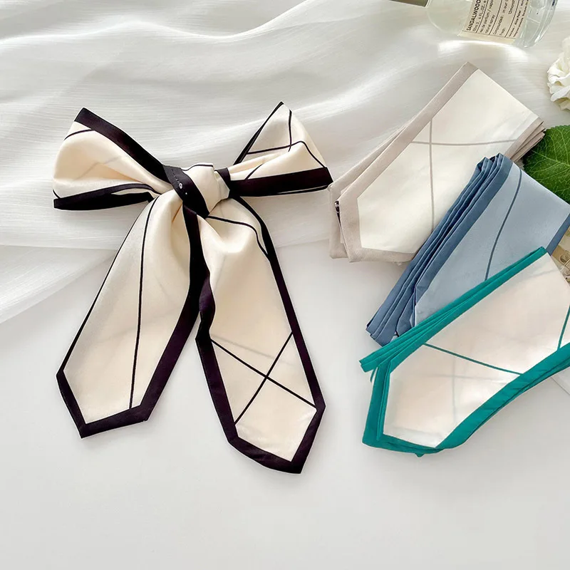 Sciarpa di seta versatile, sciarpa di seta sottile, lunga e piccola, linea semplice, cravatta per capelli, borsa, regalo, sciarpa a nastro decorativa.