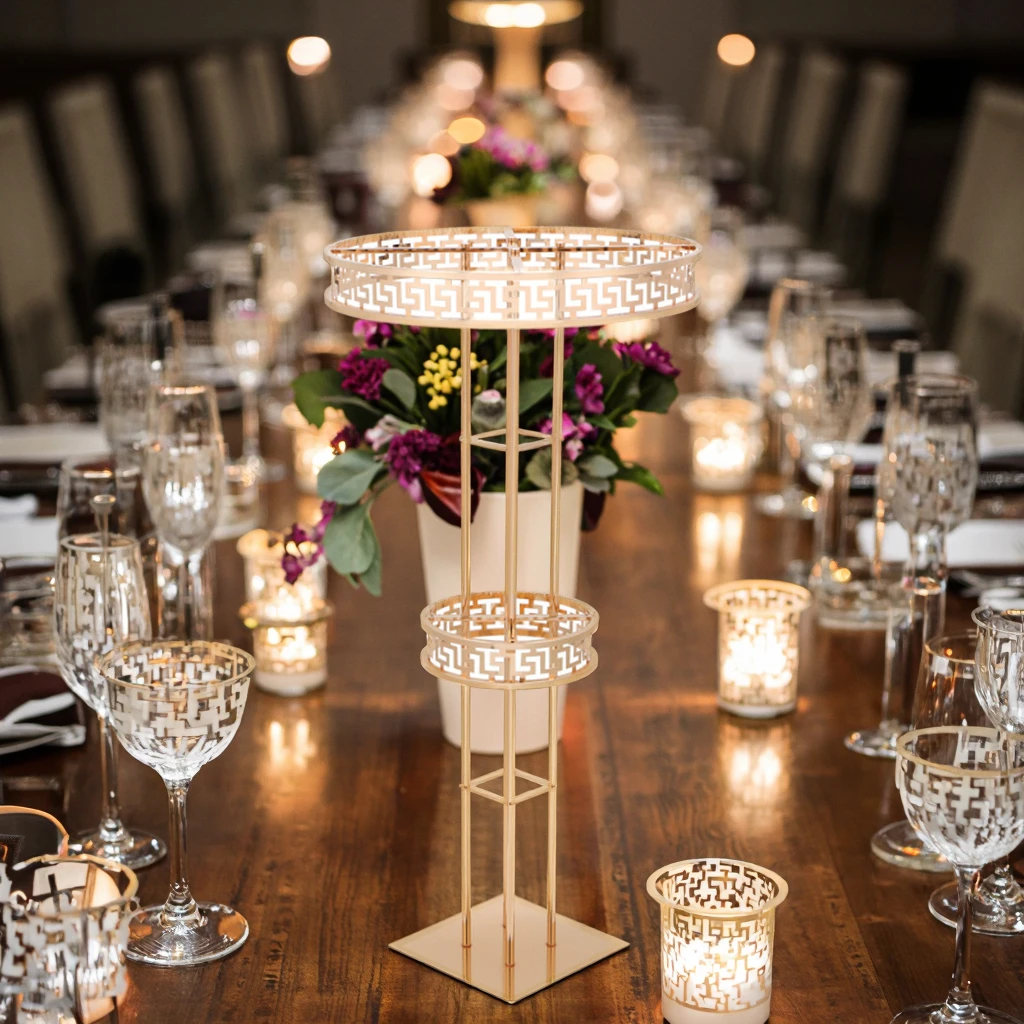 &c Modern Metal Gold Geometric Wedding Centerpiece Flower Stand Arrangement