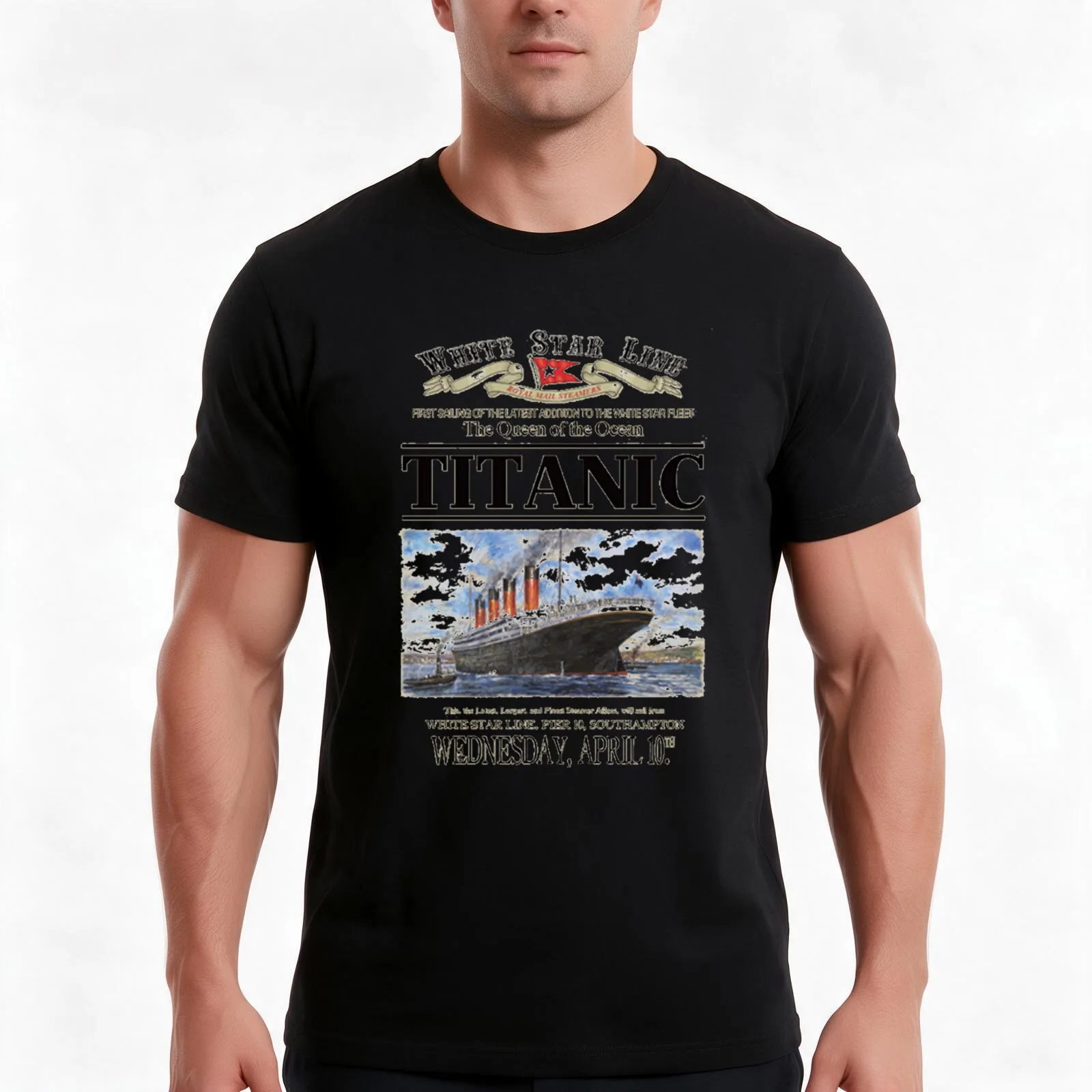 Titanic Sinking Vintage Poster Cruise Ship Atlantic Ocean Voyage T-Shirt Summer Casual Cotton Tee Oversized Streetwear Tops
