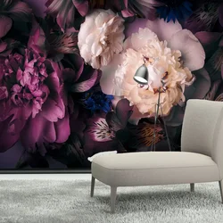 Custom Peel and Stick Optional Peony Flower 3d Wallpapers for Living Room Wall Covering Papers Home Decor TV Bedroom Decoration