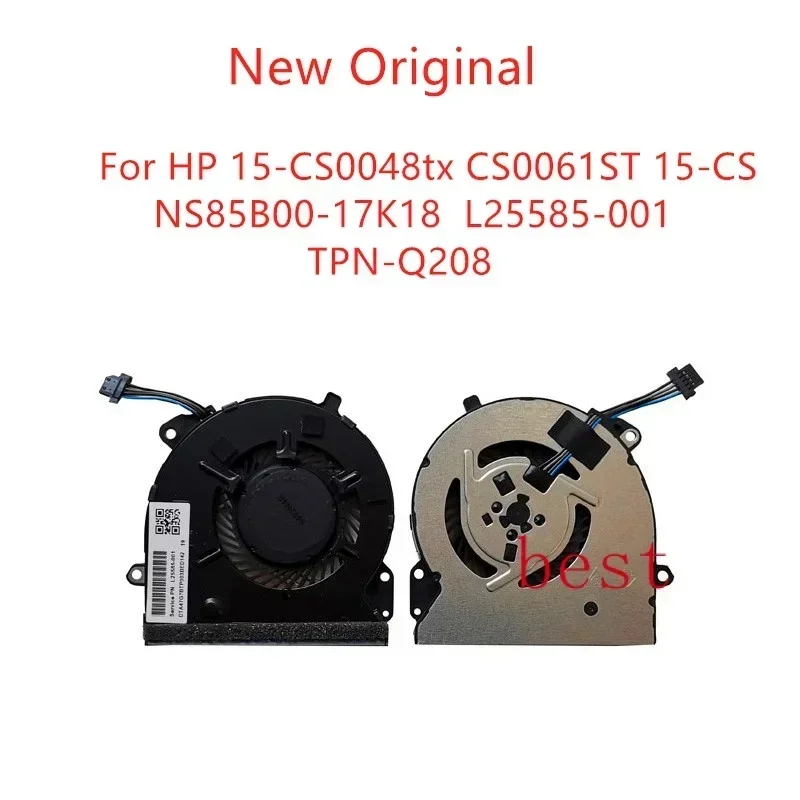 New Original laptop CPU cooling fan for HP TPN-Q208 fan 15-cs0048tx cs001st 15-cs NS85B00-17K18 fan L25585-001