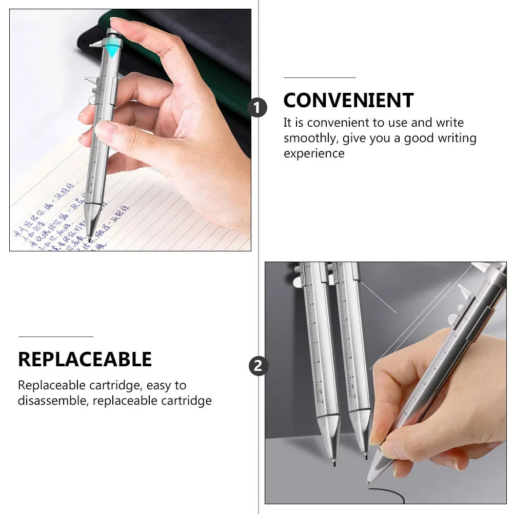 

8pcs Vernier Caliper Ballpoint Pen Plastic Shell Metal Nib Smooth Writing Multi-function School Office Supplies Student