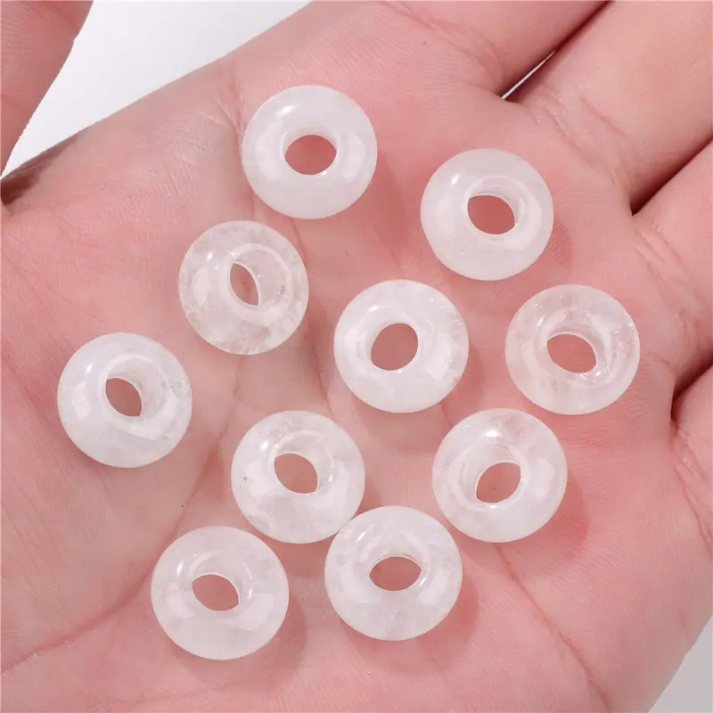 10pcs/Lot 8x14mm 5mm Big Hole Natural Round Jades Jaspe Stone Crystal Spacer Beads Charm Pendant For Jewelry Making Accessories - Image 19