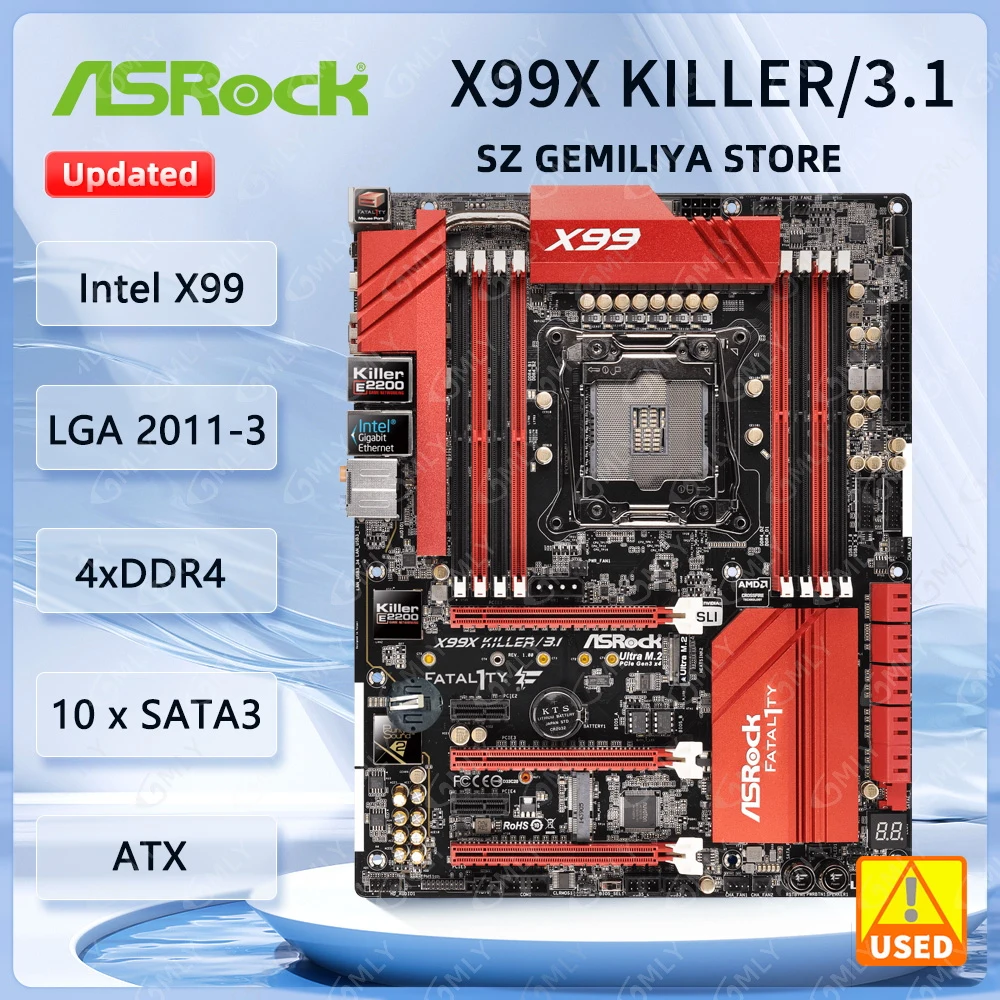 

Материнская плата X99 ASRock X99X KILLER/3.1, материнская плата LGA 2011-3 DDR4 128 ГБ ATX, поддержка E5-4610 E5-2697 E5-2660 E5-1680 i7-6900 процессора