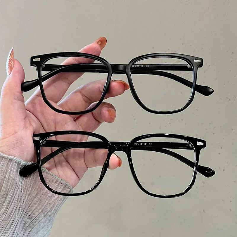 Custom Prescription Eyeglasses TR90 Square Optical Frame for Women Men Lightweight Clear Glasses Blue Light Blocking Option