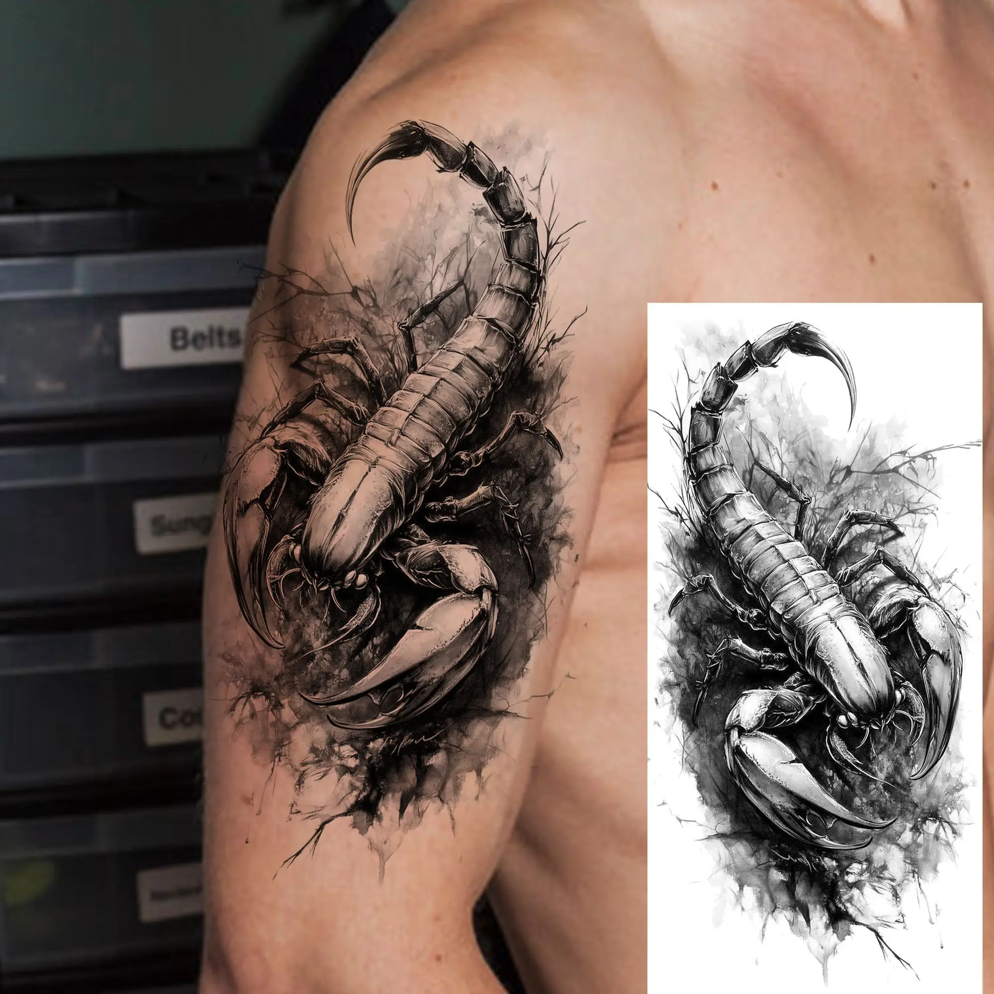 1 Sheet Cobra Snake Dragon Scorpion Temporary Tattoos For Men Women Waterproof Long Lasting Lion Tiger Wolf Fake Tattoo Stickers
