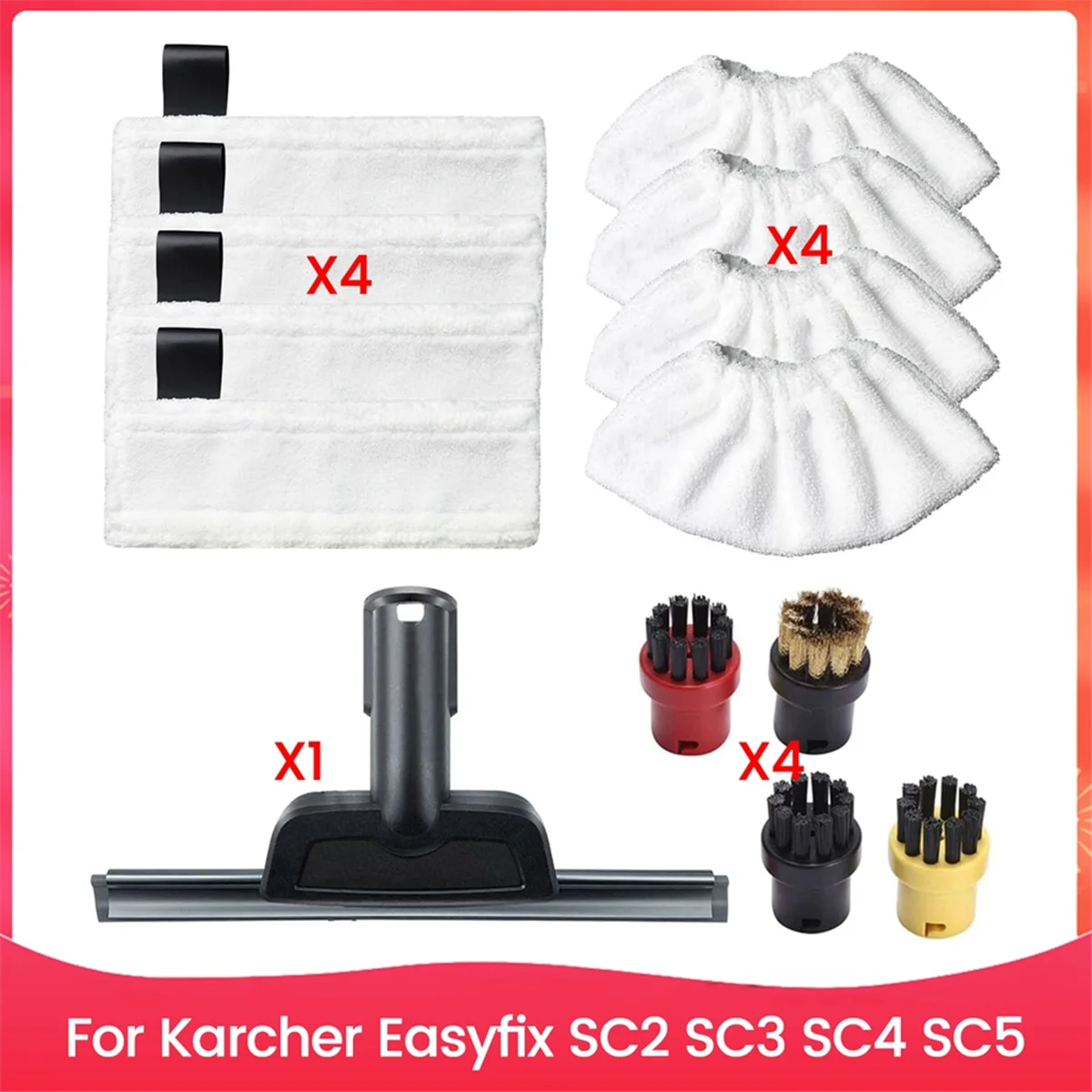 

A76Z Microfiber Cleaning Mop Pads Accessories Kit for Easyfix SC2 SC3 SC4 SC5 Steam Cleaner Replacement Parts