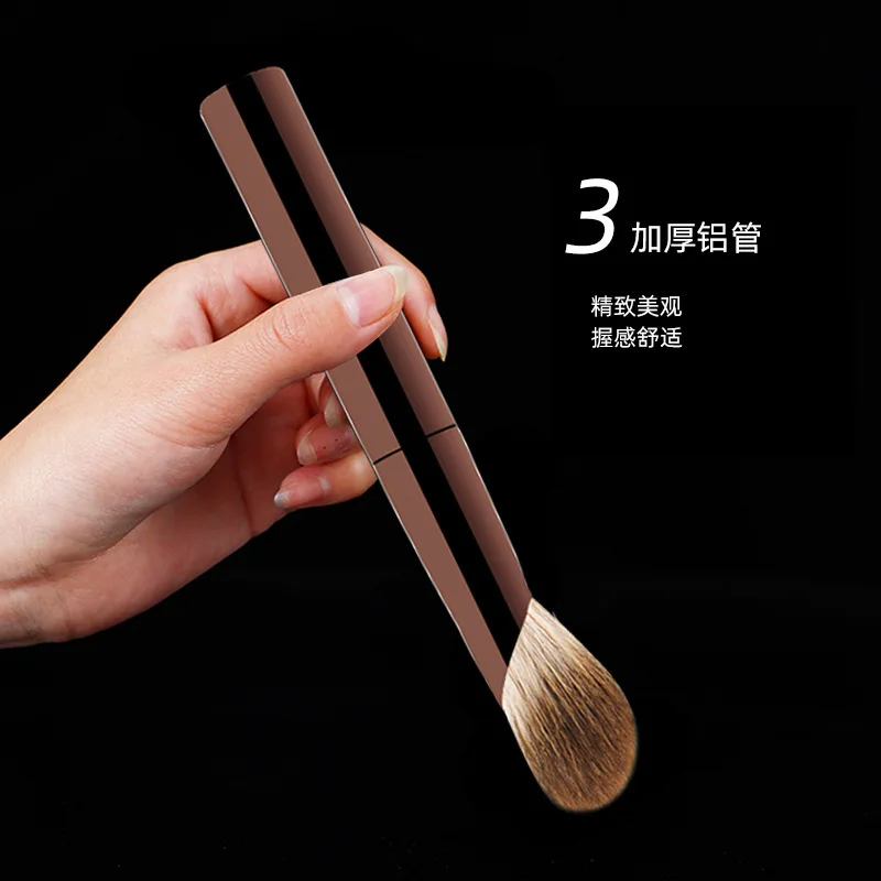 1pc Hourglass Fox hair Flat Blush brush Makeup Soft Professional Powder Contour Make Up Brush Metal Handle cosmetic tools