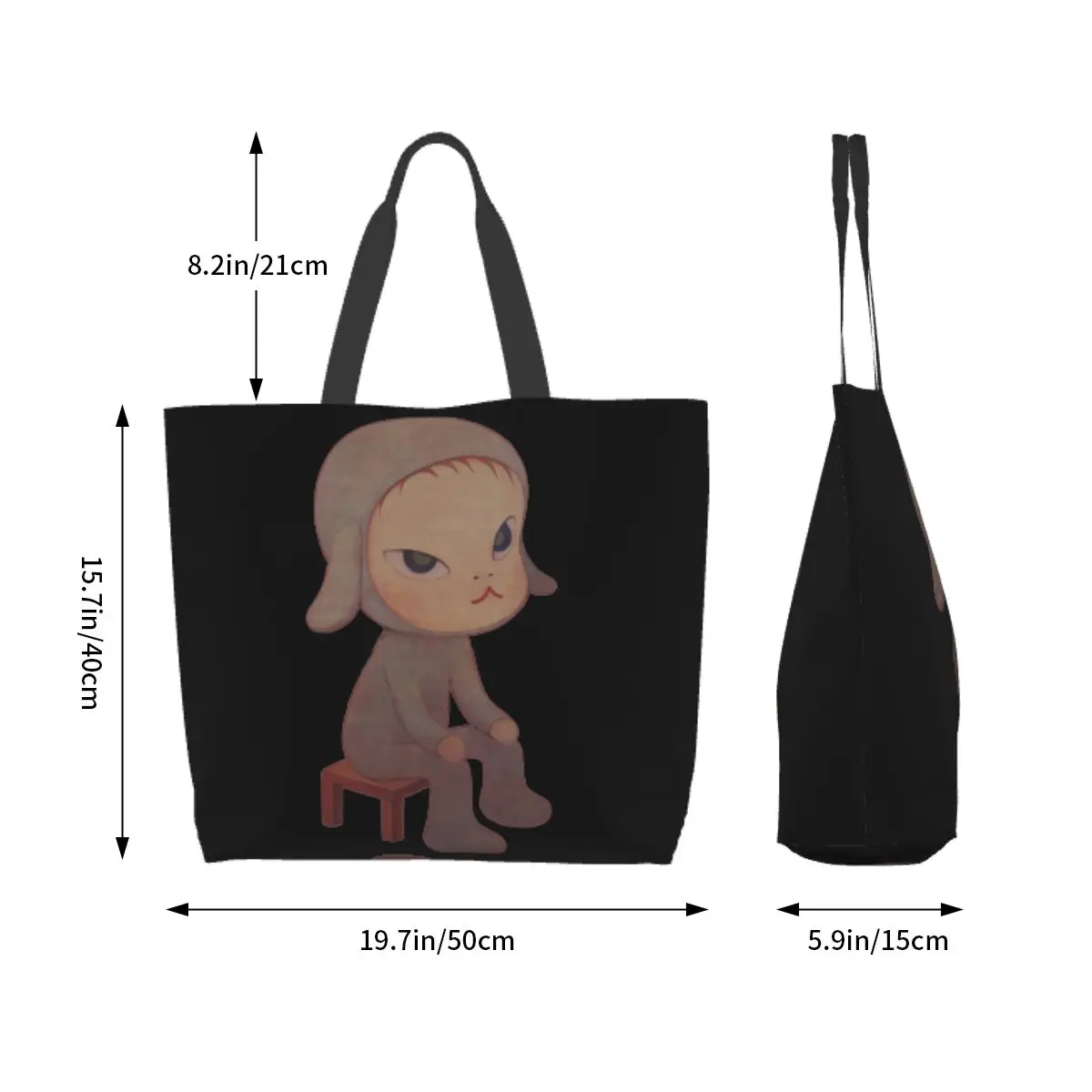 Yoshitomo Nara Sleepless Night Sitting Women Shoulder bag 40X50cm Tote bag Shopping handbag Convenient Travel Book Custom Logo