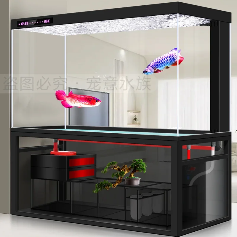 

Бесплатный фильтр для воды для гостиной, аквариум для рыбы дракона, бытовой ультра-белый стеклянный интеллектуальный высококачественный средний и большой аквариум