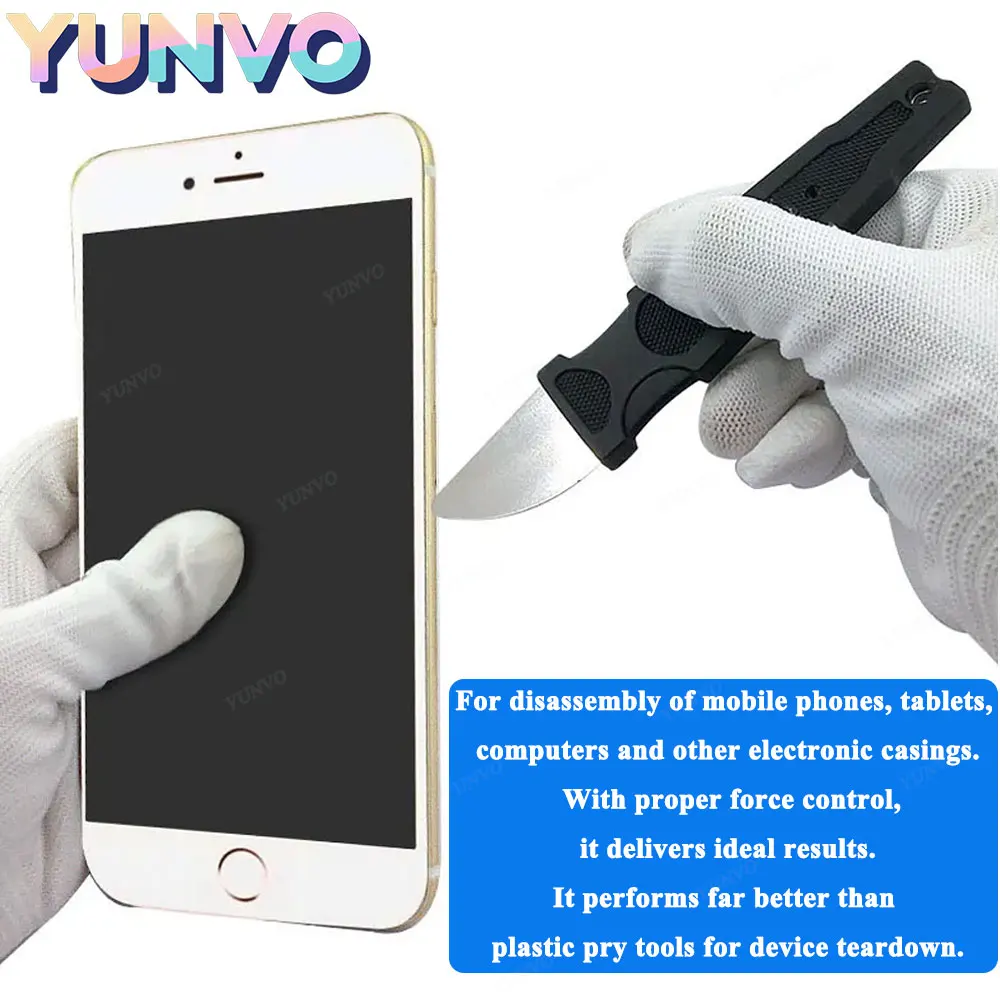 Anti-slip Precision Spudger Dismantling Shovel Opening Pry Tool Metal Crowbar Blades for iPhone iPad Laptop Repair