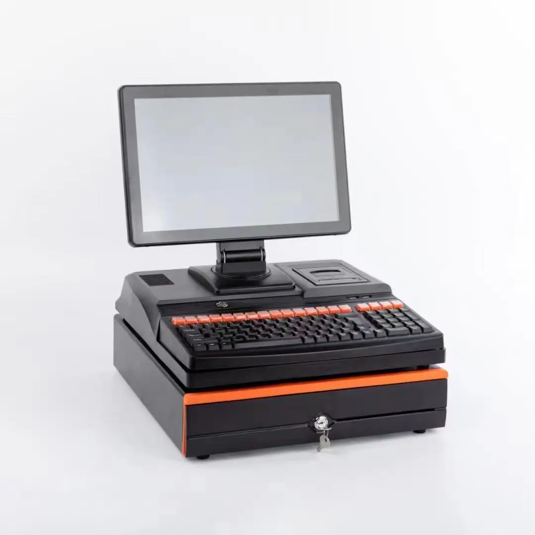 

Small Sales Store Affordable Economy POS System Cashier All-in-one Machine, Print +cash Box + 15.4 Screen+bar Code Scanner