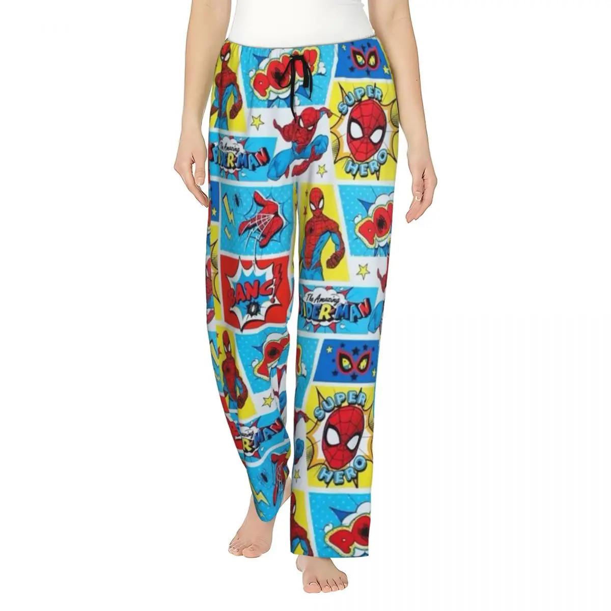 

Custom Print Spider Man Cartoon Animated Superhero Pajama Pants Women Sleep Sleepwear Bottoms with Pockets