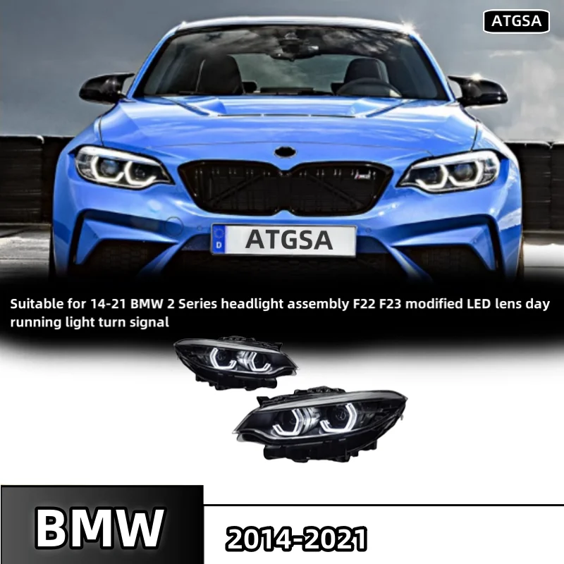 Suitable 2014-2021  for BMW 2 Series F22 headlights assembly F23 modified LED spoon day running light lens headlights