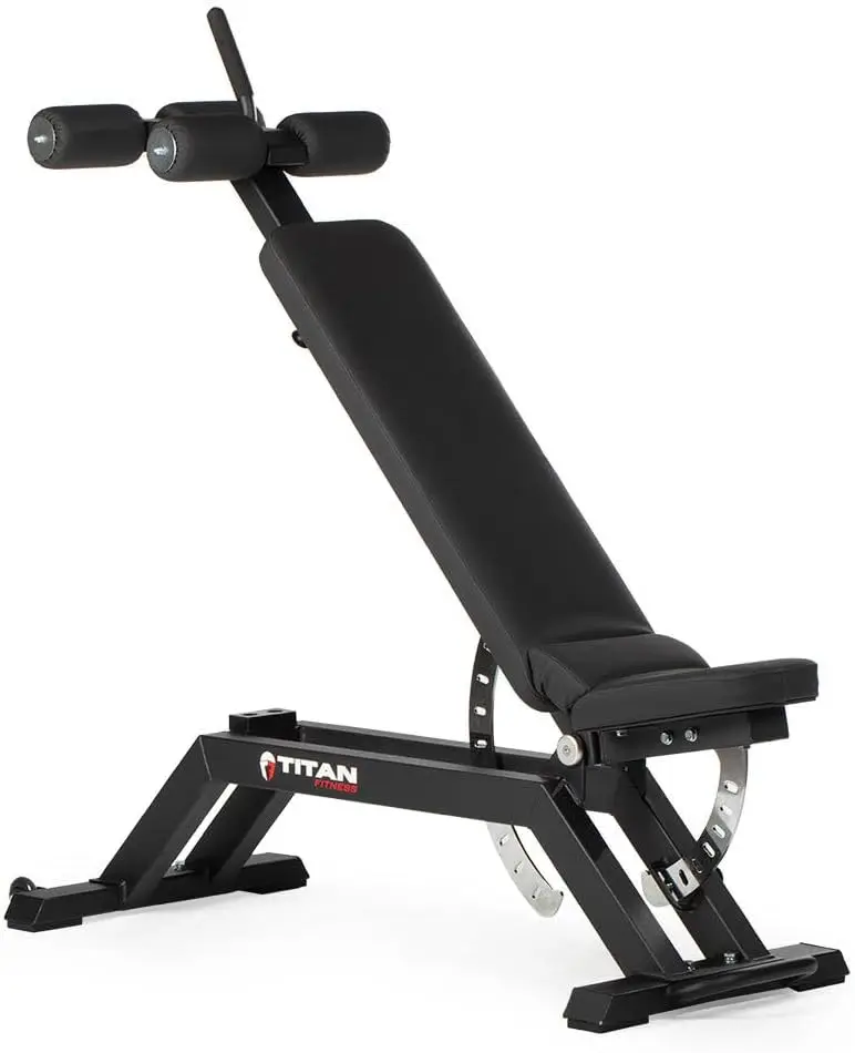TITAN Series FID Bench, Adjustable Weight Bench with 70 Flat Incline Decline Angles, 600LB for Home Gym