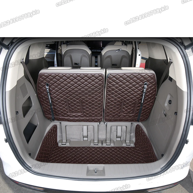 leather car trunk mat cargo liner rear boot groove carpet for kia carnival ka4 2021 2022 2023 2024 accessories luggage cushion