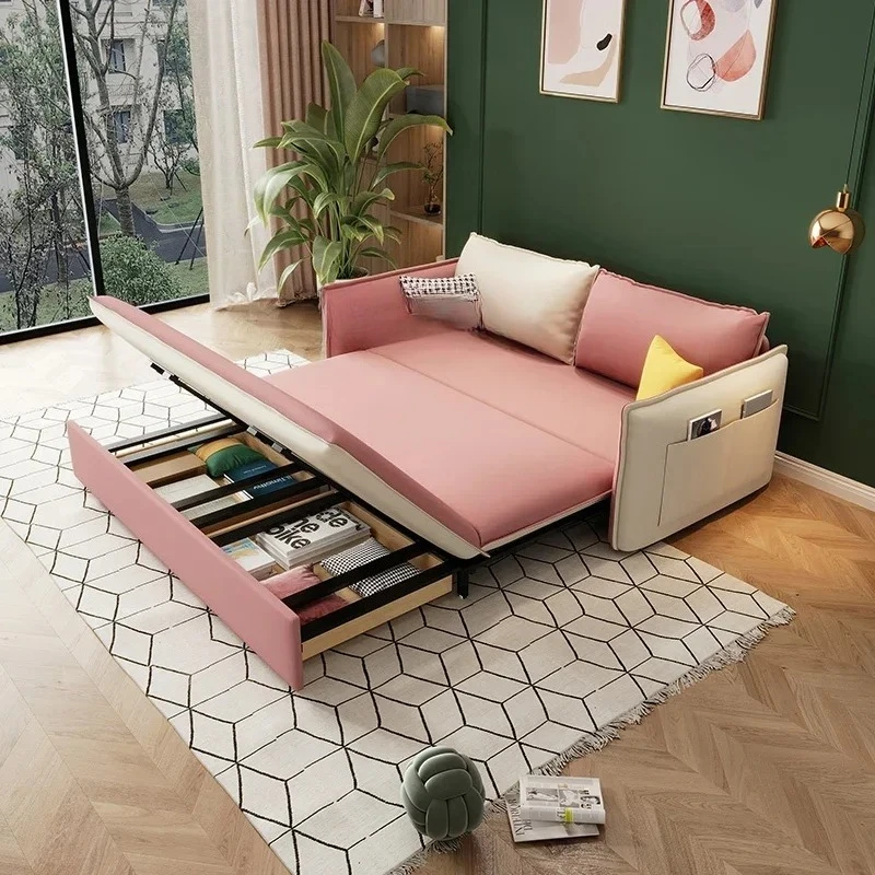 YY-color matching sofa bed folding dual-purpose small apartment living room multi-functional pull-out folding bed combing