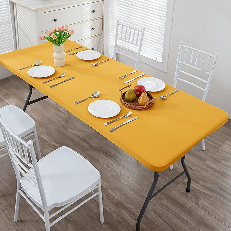 4/6/8FT Rozciągliwa tkanina Mleczny jedwab Solidny elastyczny obrus ze spandeksu Hotel Bankiet Ślub Wystawa Dekoracja Spódnica Pokrowiec na stół