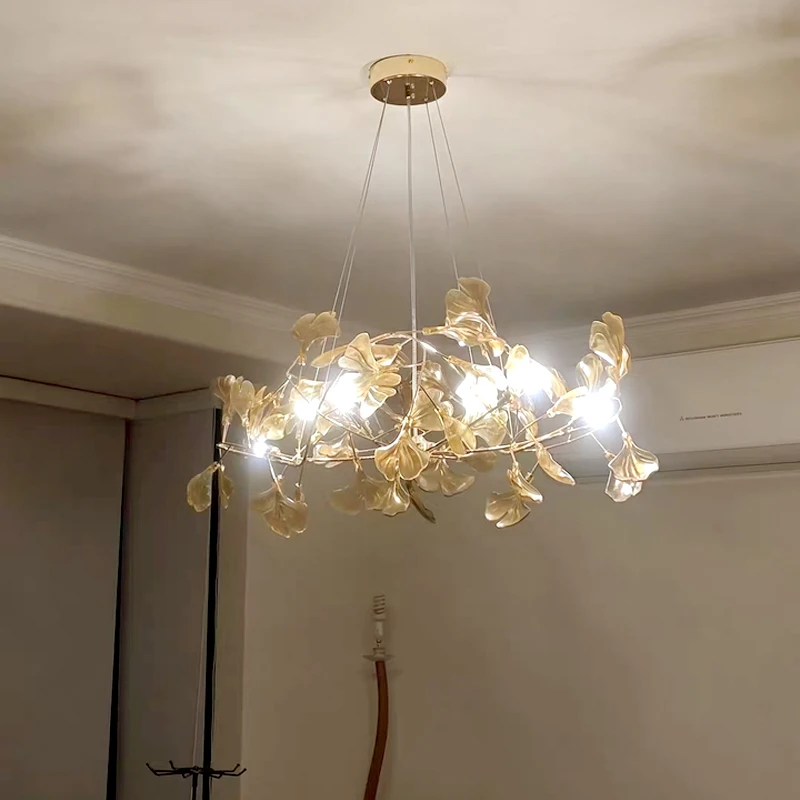 Modern Nordic Leaf Gingko Chandelier LED Pendant Light Colorful Acrylic Home Custom Lights Luxury Decorative Hanging Lamp