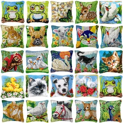 Cute Frog Latch Hook Set Animal Needle For Carpet Embroidery Pillow Needlework Set Smyrna Cushion Button Package Latch Hook Kit