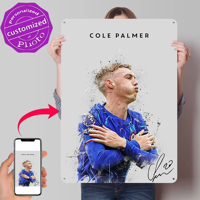 Cole Palmer Football Art 3D Printed Texture Poster Personalized Wall Art Retro Metal Tin Signs for Living Room Decoration Items