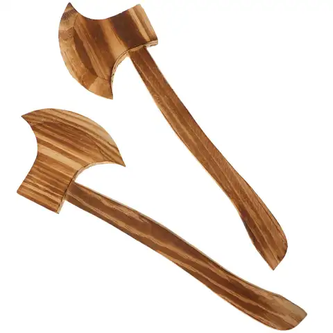2Pcs Wooden Axes Premium Lifelike Handcrafted Wood Props for Larp Cosplay Halloween Decor Costume Accessories Historical