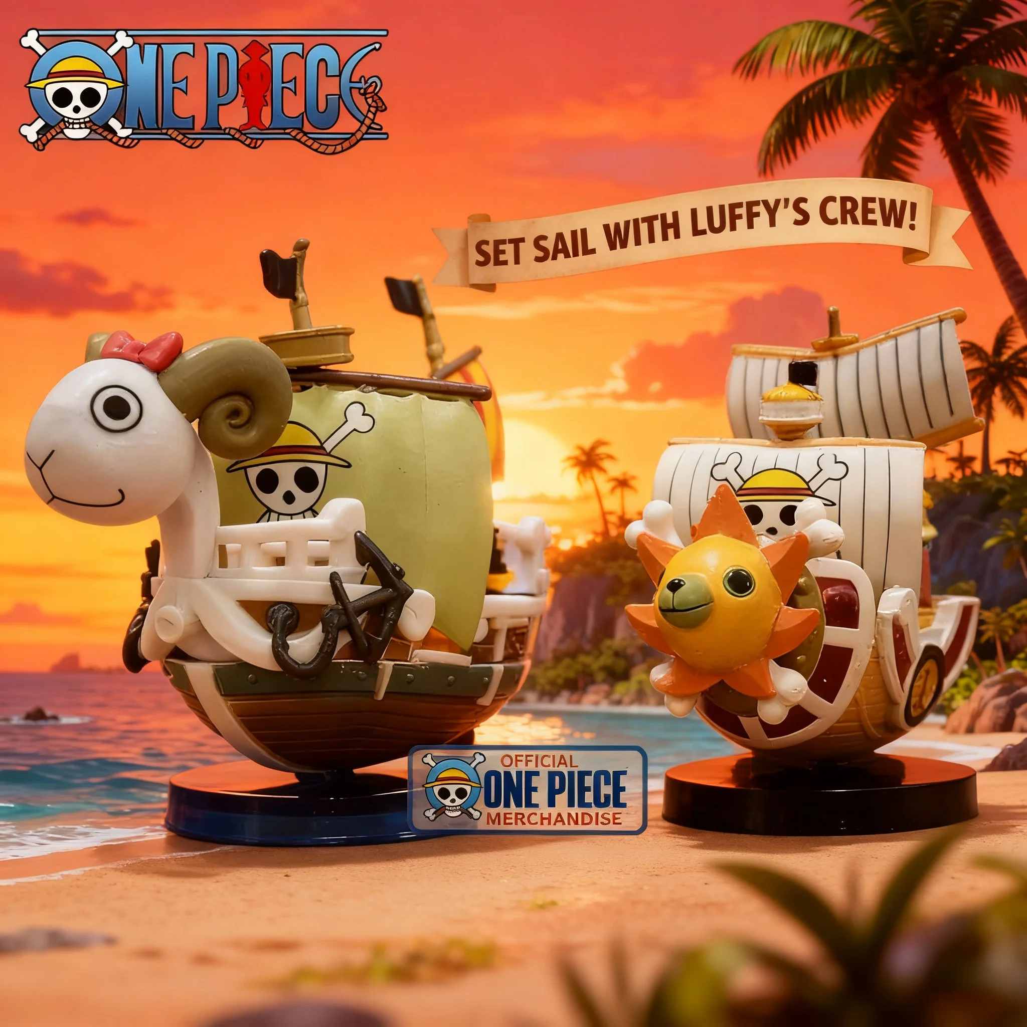 One Piece Anime Ship Model 7cm Figure Luffy Toy Super Cute Mini Boat THOUSANDSUNNY Going Merry Assembled Action Figure