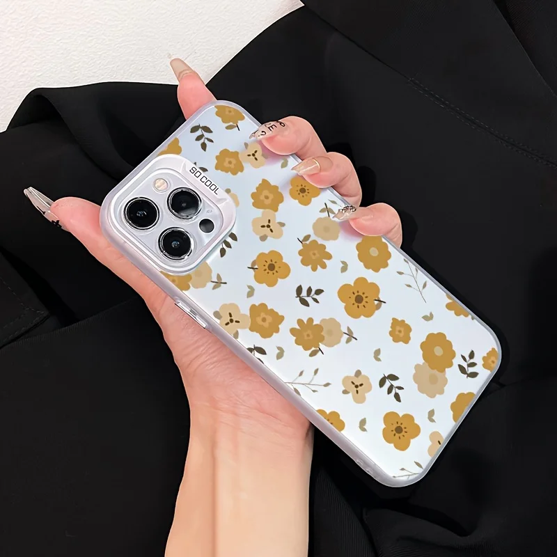 Yellow Petals Pattern Phone Case Suitable for iPhone 16 Pro Max 15 14 13 12 11 7 8 Plus Shock-Absorbent Anti-Slip Cover