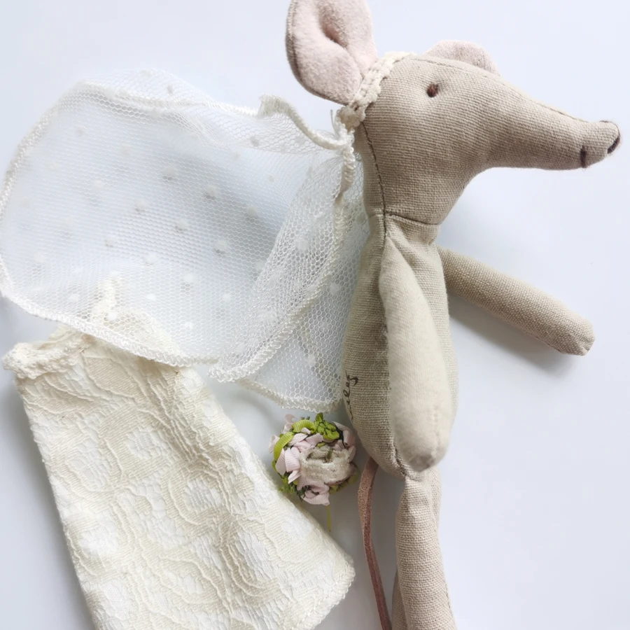 Wedding Mice Plushies Handmade Cute LIttle Mouse Groom Bride Stuffed Cloth Toys Wedding Gift  Decoration Soft Doll