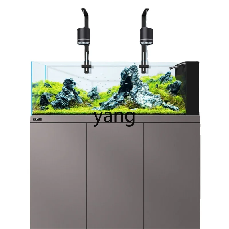 

Yjq Fish Tank Living Room Stream Cylinder Ecological Landscape Aquarium Water Plants Super White Medium and Large Glass