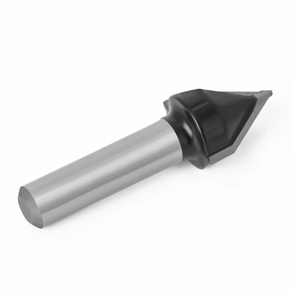 V Shape Router Bit 8mm Cleaning Double-edged 60Degree 60° End Mill Flush Shank Solid Carbide Straight Trimmer Wood