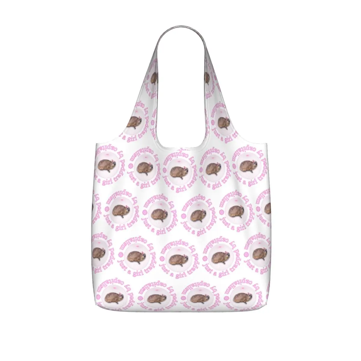 Rock Hyrax Just A Girl Trapped By Capitalism Coquette Shopping Tote Bag Canvas Shoulder Bags Shopper Grocery Handbag for Women