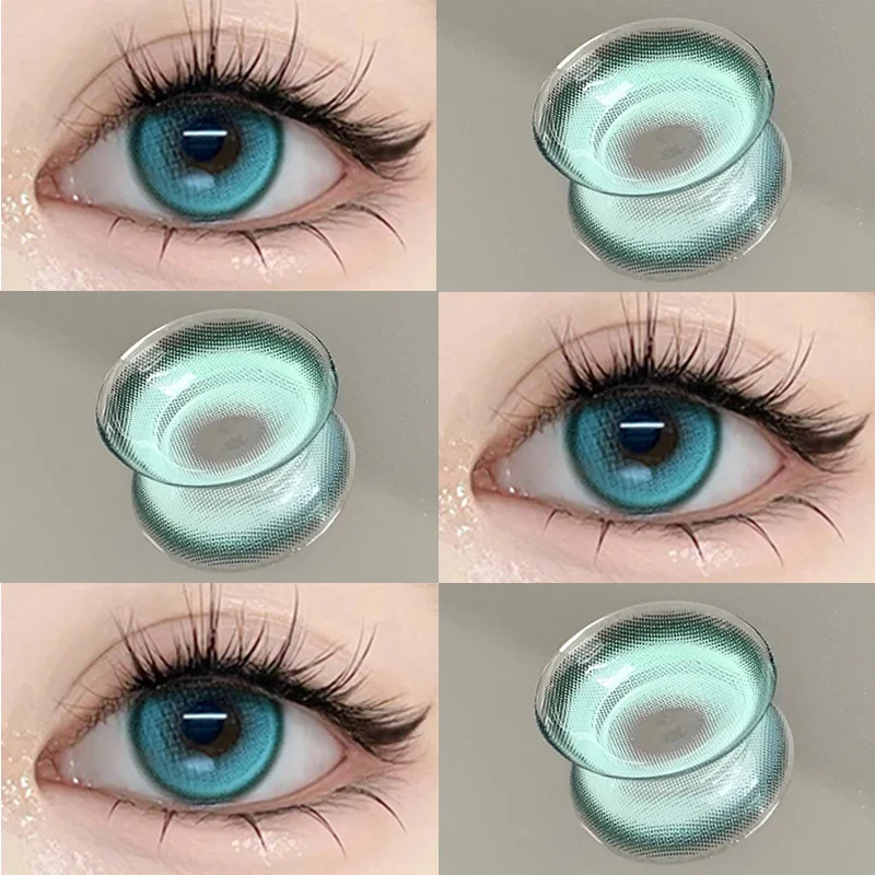 YIMEIXI 1 Pair New Myopia Lenses Colored Contact Lenses for Eyes With Degrees Prescription Blue Pupil Beauty Makeup Eye Lenses