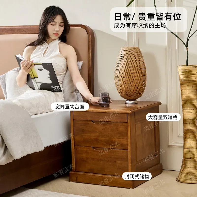 Upgrade double hidden compartment pure solid wood design large capacity storage bedside safe integrated