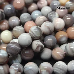 Mamiam Natural Rare Botswana Agate Beads 10mm Round Loose Stone Bracelet Necklace Diy Jewelry Making  Gemstone Gift Design