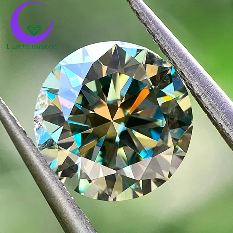 Blue Green Moissanite with certificate5.0mm-11mm 1-5CT Round Loose Stones loose Moissanite Jewelry DIY Moissanite GRA