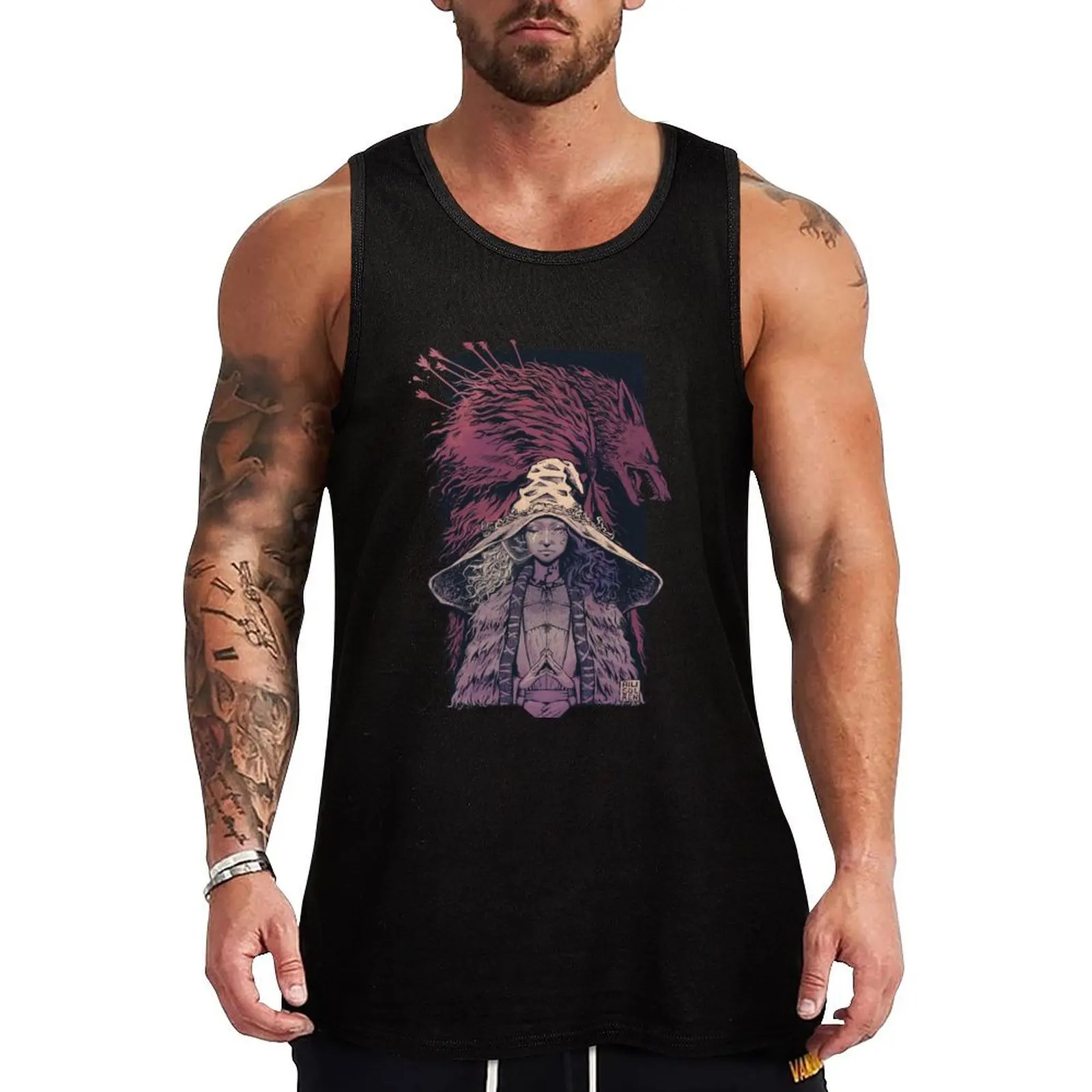 

Ranni and the Baleful Shadow - Desaturated Tank Top summer clothes men 2024 t-shirt Men's T-shirt male training weight vest