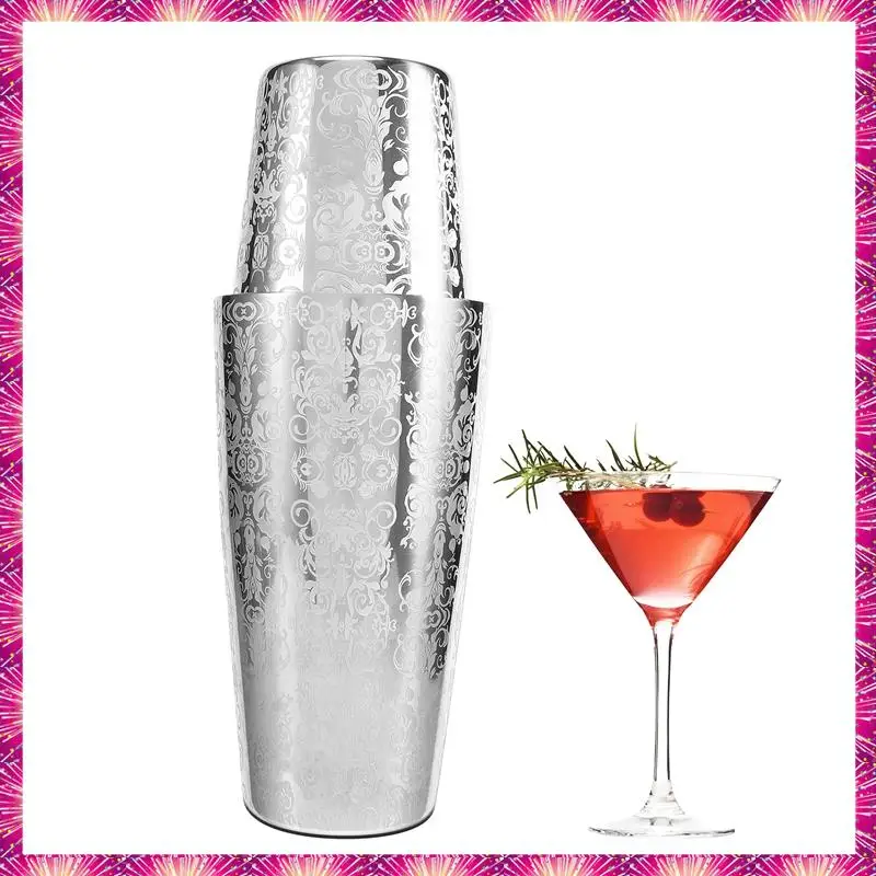 

LUWEI Cocktail Shaker Boston Shaker 304 Stainless Steel Barra De Ferramentas Creative Engraving Design Boston Cocktail Shaker Ti