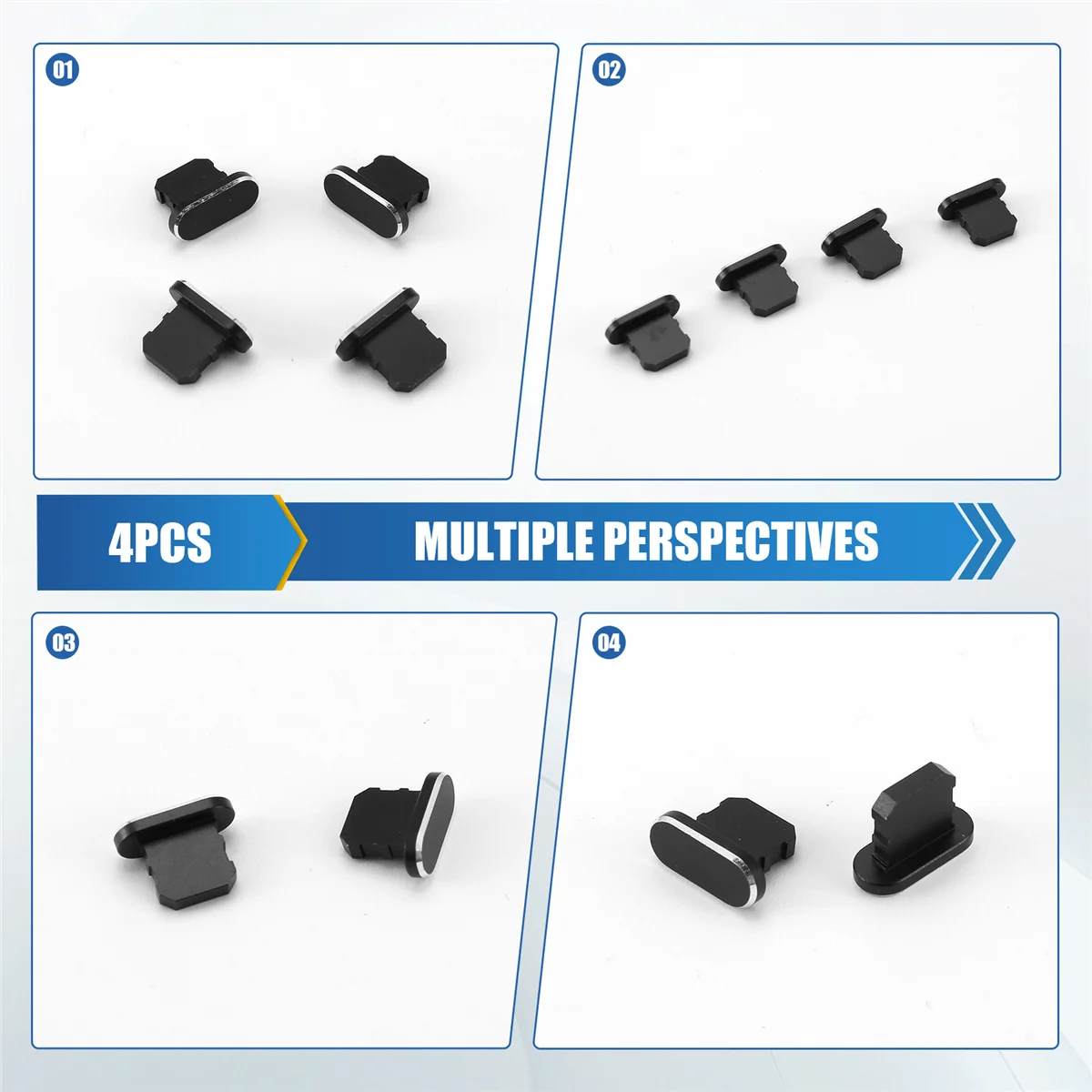 

Efficient 4 Pieces Anti Dust Plugs Cap for iPhone for iPhone 13/12/11-Black