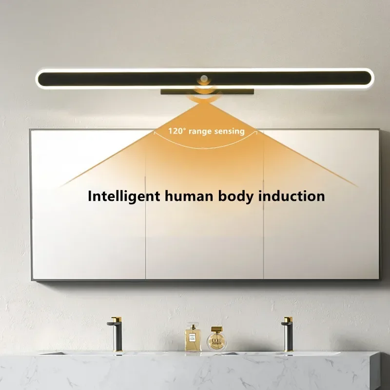 Bathroom Mirror Led Wall Lights Cabinet Makeup Clothing Mirror Front Human Sensor Wall Lamp Indoor Decor Lighting