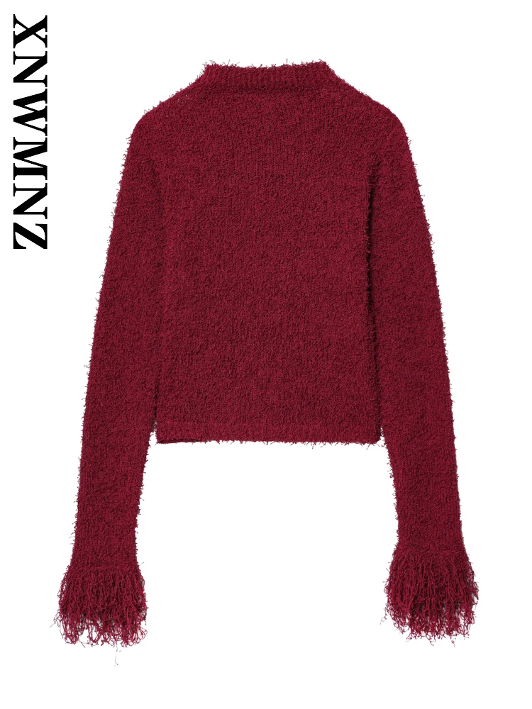 XNWMNZ 2025 Autunno Lady Fashion Pendolarismo Manica lunga Maglia a maniche lunghe Top Chic Casual Abbigliamento donna O-Colletto Semplice Cardigan