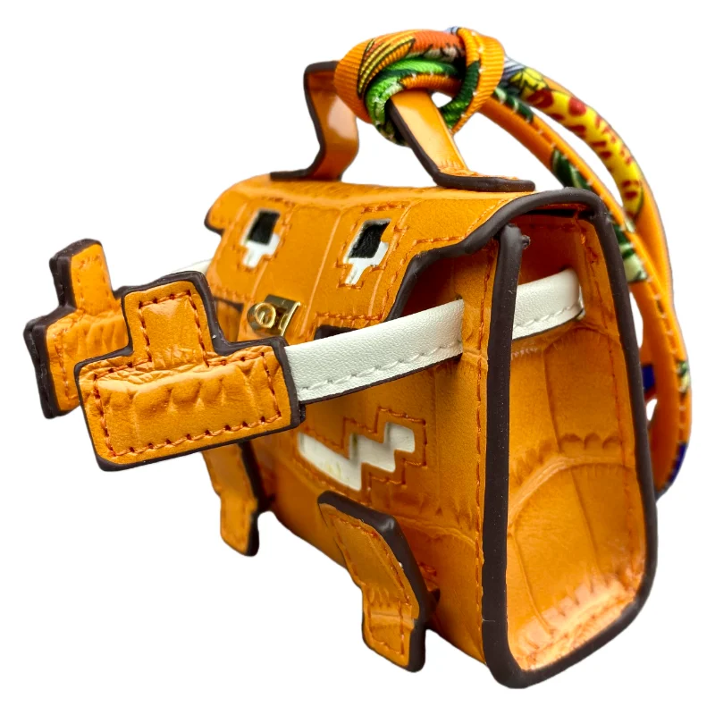 Mini-Pixel-Puppen-Taschenanhänger, bezaubernder, mit Krokodil geätzter PU-Leder-Schlüsselanhänger mit Beutel für Ohrhörer und Münzen, handgefertigtes Pastell-Cutie-Geschenk – Detail 15