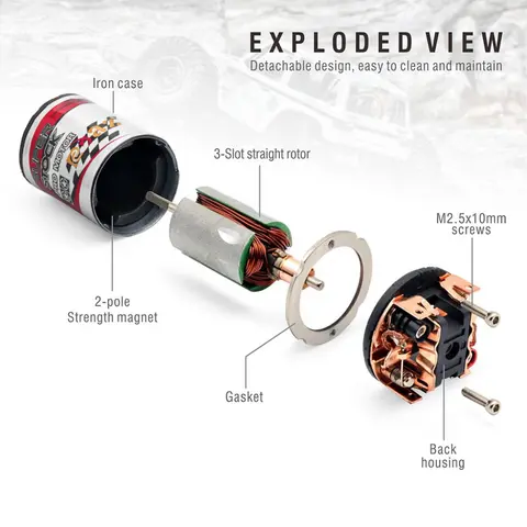 RCXAZ 540 ब्रश्ड मोटर 12T-40T ESC 320A स्पीड कंट्रोल कॉम्बो सेट हिल क्लाइम्ब ड्रिफ्ट रेसिंग वाटरप्रूफ 1/10 RC क्रॉलर कार/बोट के लिए 6 best sales ब्रश मोटर - №2
