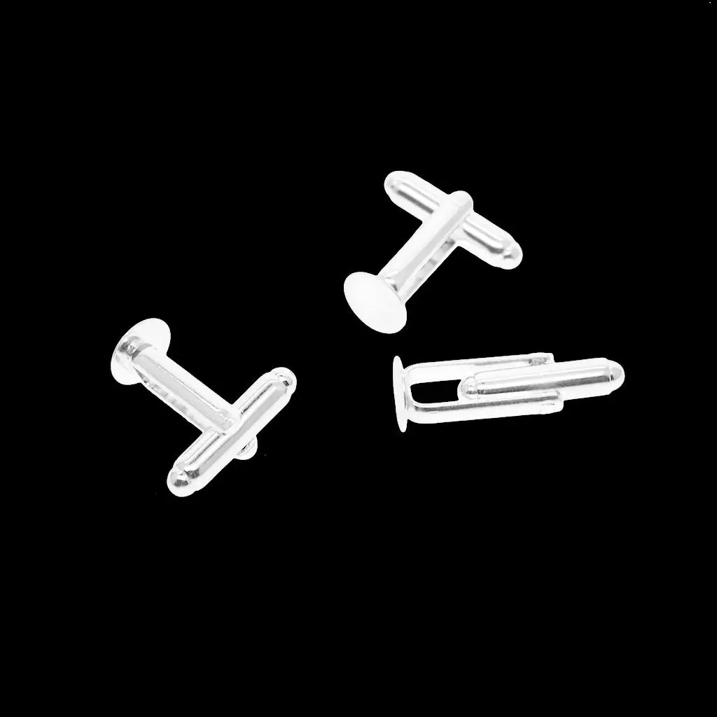 Cufflink Pads Brass Silver Glue Blank Findings for Jewelry Making Wedding Shirt Business Party Accessories